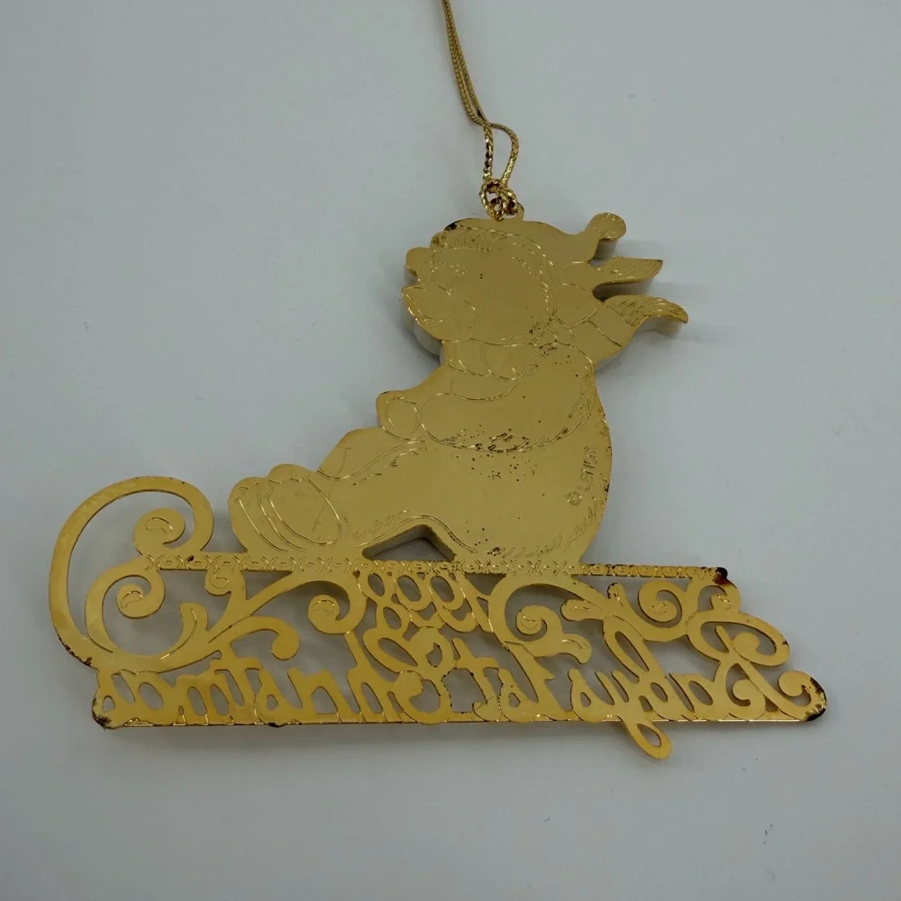Lenox Ivory Teddy Bear on Gold Sled Baby's First Christmas 1998 Ornament in Box